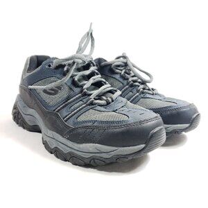 Skechers Mens Size 8.5 Athletic Shoes Gray & Black Leather Mesh